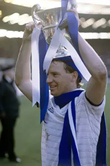 Chelsea's David Speedie Celebrates Hat-trick and Full Members Cup Win Against Manchester City at Wembley Stadium (5-4)