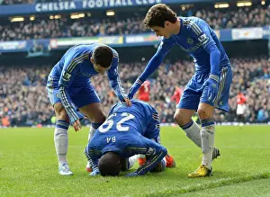 Chelsea's Demba Ba Scores Opening Goal in FA Cup Quarterfinal Replay Against Manchester United at Stamford Bridge