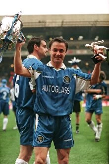 Dennis Wise Collection: Chelsea's Dennis Wise Celebrates Victory in the Coca-Cola Cup Final against Middlesbrough