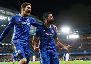 Chelsea's Diego Costa and Marcos Alonso Celebrate Costa's Goal vs Stoke City, Premier League