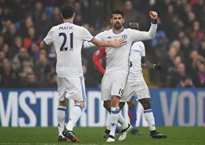 Images Dated 17th December 2016: Chelsea's Diego Costa and Nemanja Matic Celebrate First Goal: Victory at Crystal Palace
