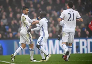 Chelsea's Diego Costa and N'Golo Kante Celebrate First Goal: Premier League Victory at Crystal Palace (2016)