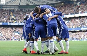 Images Dated 15th October 2016: Chelsea's Double Delight: Eden Hazard and Teammates Celebrate at Stamford Bridge after Scoring