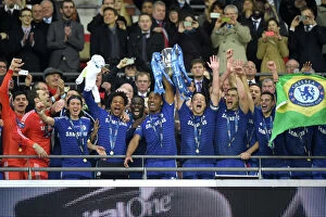 Chelsea V Tottenham Hotspur Carling Cup Final 1st March 2015 Collection: Chelsea's Drogba and Terry Celebrate Carling Cup Victory over Tottenham at Wembley (1st March 2015)