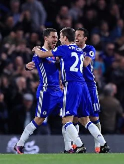 Images Dated 5th November 2016: Chelsea's Eden Hazard Celebrates Fourth Goal vs Everton at Stamford Bridge