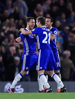 Chelsea's Eden Hazard Celebrates Fourth Goal vs Everton at Stamford Bridge, Premier League (John Walton/PA Wire)