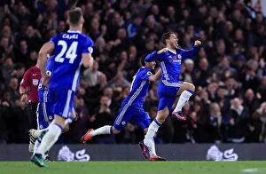 Images Dated 5th November 2016: Chelsea's Eden Hazard Celebrates Historic Fourth Goal Against Everton at Stamford Bridge