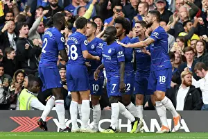 Club Soccer Prints: Chelsea's Eden Hazard Scores Opening Goal Against Liverpool in Premier League Showdown