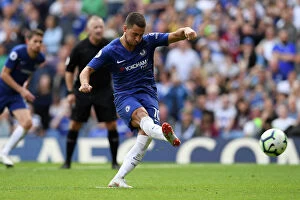 Soccer Collection: Chelsea's Eden Hazard Scores Penalty in Win Against Cardiff City