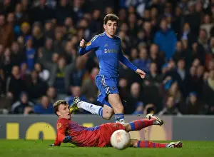 European Matches 2012-2013 Season Prints: Chelsea's Embolo and Oscar Overcome Chiriches in Europa League Clash at Stamford Bridge
