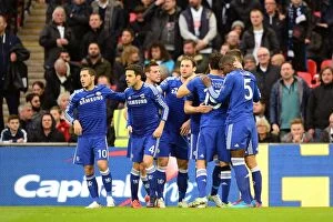Chelsea V Tottenham Hotspur Carling Cup Final 1st March 2015 Collection: Chelsea's Euphoric Moment: John Terry Scores the Winning Goal against Tottenham in the Carling Cup