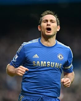 Images Dated 17th March 2013: Chelseas Frank Lampard celebrates after scoring his teams opening goal