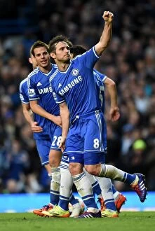 Images Dated 5th April 2014: Chelsea's Frank Lampard: Double Delight as He Celebrates Scoring the Second Goal Against Stoke City