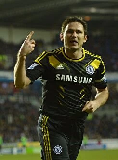 Reading v Chelsea 30th January 2013 Collection: Chelsea's Frank Lampard: Double Delight - Celebrating Goal Number Two Against Reading