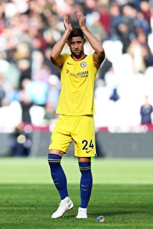 West Ham Away Collection: Chelsea's Gary Cahill Applauding Fans after West Ham Victory