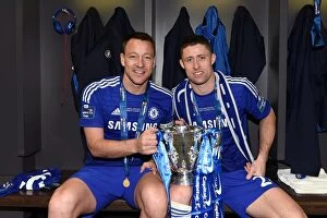 Images Dated 1st March 2015: Chelsea's Gary Cahill and John Terry Celebrate Capital One Cup Victory over Tottenham Hotspur at