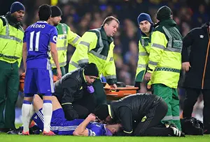 Images Dated 2017 January: Chelsea's Gary Cahill Receives Medical Treatment After Collision with Hull City's Ryan Mason