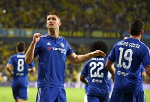 Images Dated 24th November 2015: Chelsea's Gary Cahill Scores First Goal in Maccabi Tel Aviv vs Chelsea - UEFA Champions League