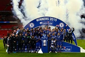 Images Dated 1st March 2015: Chelsea's Glory: Celebrating Capital One Cup Victory Over Tottenham Hotspur at Wembley Stadium