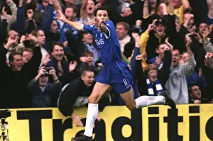 Chelsea's Gustavo Poyet Celebrates Double Goal Against Manchester United in FA Carling Premiership