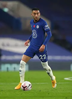 07.11.20 - Chelsea V Sheffield United (Home) Prints: Chelsea's Hakim Ziyech in Action Against Sheffield United in Empty Stamford Bridge
