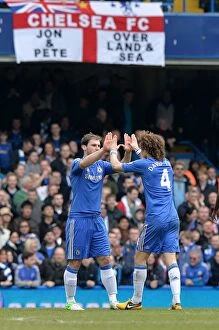 Images Dated 7th April 2013: Chelsea's Ivanovic and Luiz: A Dynamic Duo Celebrates Their Second Goal Against Sunderland