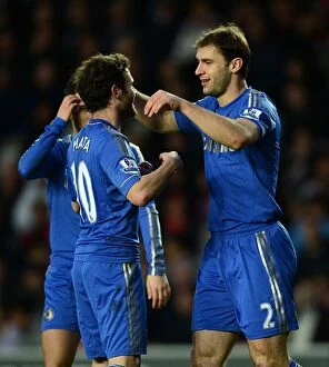 Images Dated 5th January 2013: Chelsea's Ivanovic and Mata: Unstoppable Duo Celebrates Third Goal in FA Cup Victory over