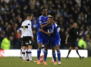 Derby County v Chelsea 5th January 2014 Collection: Chelsea's Jon Obi Mikel and Ashley Cole: Celebrating Mikel's FA Cup Goal Against Derby County