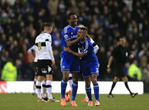Chelsea's Jon Obi Mikel and Ashley Cole: Celebrating Mikel's FA Cup Goal Against Derby County (5th January 2014)