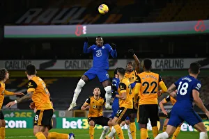 Chelsea's Kurt Zouma Heads the Ball in Empty Molineux Against Wolverhampton Wanderers - Premier League (15.12.20)