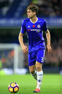 Chelsea's Marcos Alonso in Action: Premier League Clash vs Everton at Stamford Bridge