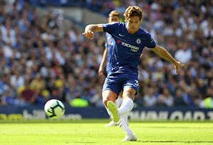 Images Dated 1st September 2018: Chelsea's Marcos Alonso Scores at Stamford Bridge: Chelsea FC vs AFC Bournemouth