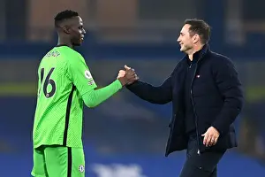 07.11.20 - Chelsea V Sheffield United (Home) Prints: Chelsea's Mendy and Lampard: Post-Match Handshake at Empty Stamford Bridge (Chelsea v Sheffield United)