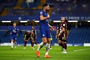 Images Dated 6th December 2020: Chelsea's Olivier Giroud Celebrates First Goal as Limited Fans Return to Stamford Bridge for