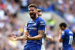 Chelsea's Olivier Giroud Reacts During Chelsea FC vs Cardiff City, Premier League
