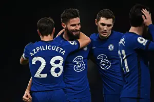 28.12.20 - Chelsea V Aston Villa (Home) Prints: Chelsea's Olivier Giroud Scores First Goal in Chelsea-Aston Villa Rivalry Amidst Empty Stamford Bridge