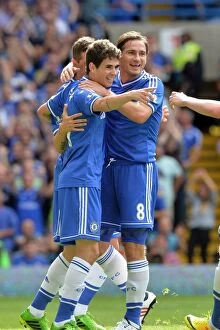 Images Dated 18th August 2013: Chelsea's Oscar and Frank Lampard: A Celebration of Goalscoring Synergy (18th August 2013)