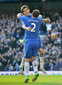 Chelsea v Brentford FA Cup 17th February 2013 Collection: Chelsea's Oscar and Ivanovic: Celebrating a Glorious FA Cup Goal (vs. Brentford, February 17, 2013)