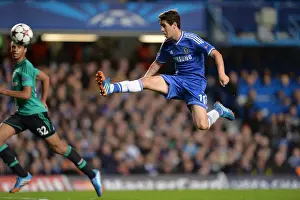 European Matches 2013-2014 Season Prints: Chelsea's Oscar Thrills in UEFA Champions League: Chelsea vs