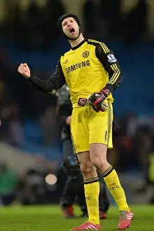 Football Full Length Chelseafcexclusive Prints: Chelsea's Petr Cech: Triumphant Goalkeeper in Manchester City vs