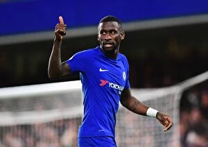 Images Dated 26th December 2017: Chelsea's Rudiger Gives Thumbs Up at Stamford Bridge: Chelsea vs Brighton & Hove Albion