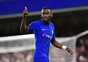 Chelsea's Rudiger Gives Thumbs Up at Stamford Bridge: Chelsea vs Brighton & Hove Albion, Premier League, December 2017