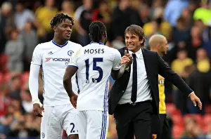 Chelsea's Triumph: Conte and Moses Rejoice at Watford's Vicarage Road - Premier League 2016/17