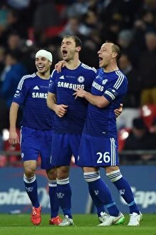 Images Dated 1st March 2015: Chelsea's Triumph: John Terry, Ivanovic, and Azpilicueta Celebrate Capital One Cup Victory over