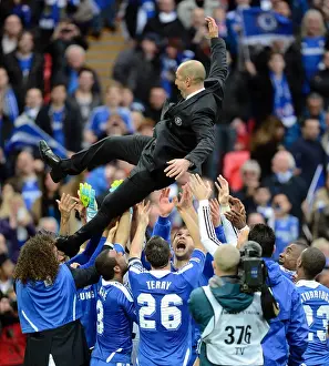 Chelsea's Triumph: Roberto Di Matteo Lifted in FA Cup Victory Celebration (Liverpool vs Chelsea, Wembley Stadium)