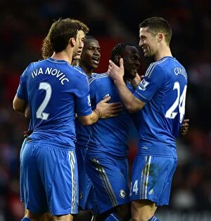Images Dated 5th January 2013: Chelsea's Victor Moses Celebrates Double Strike Against Southampton in FA Cup (January 5, 2013)