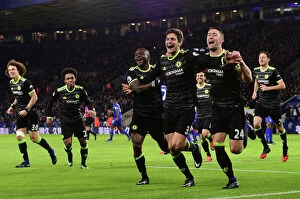 Images Dated 14th January 2017: Chelsea's Victory: Marcos Alonso Scores Second Goal vs Leicester City (Away), Premier League 2017