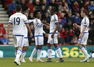 Chelsea's Willian and John Obi Mikel: A Celebration of Goal Number Three Against AFC Bournemouth (April 2016)