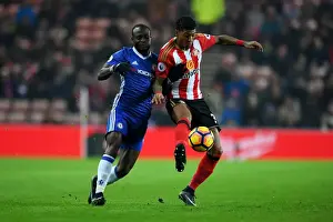 Away Prints: Clash of Forces: Moses vs. van Aanholt - Premier League Showdown at Sunderland