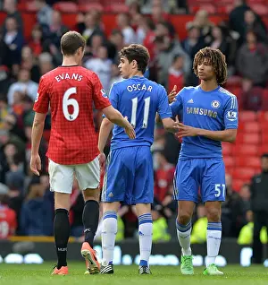 Clash at Old Trafford: Oscar and Ake Face-Off Against Evans After Manchester United vs. Chelsea (Premier League 2013)